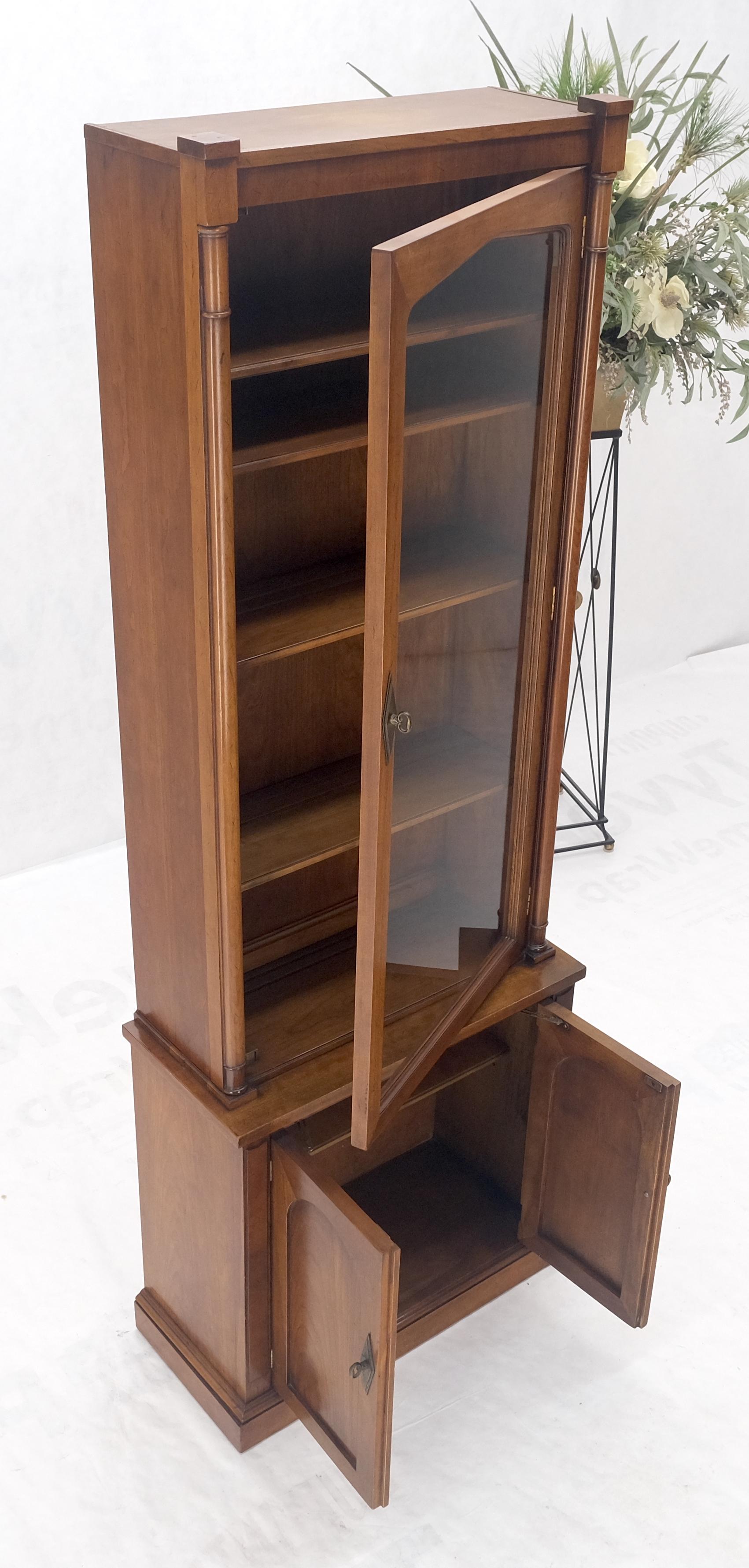 Single Glass Door Solid Cherry Tall Bookcase Cupboard Vitrine Display Case Bottom Compartment MINT!