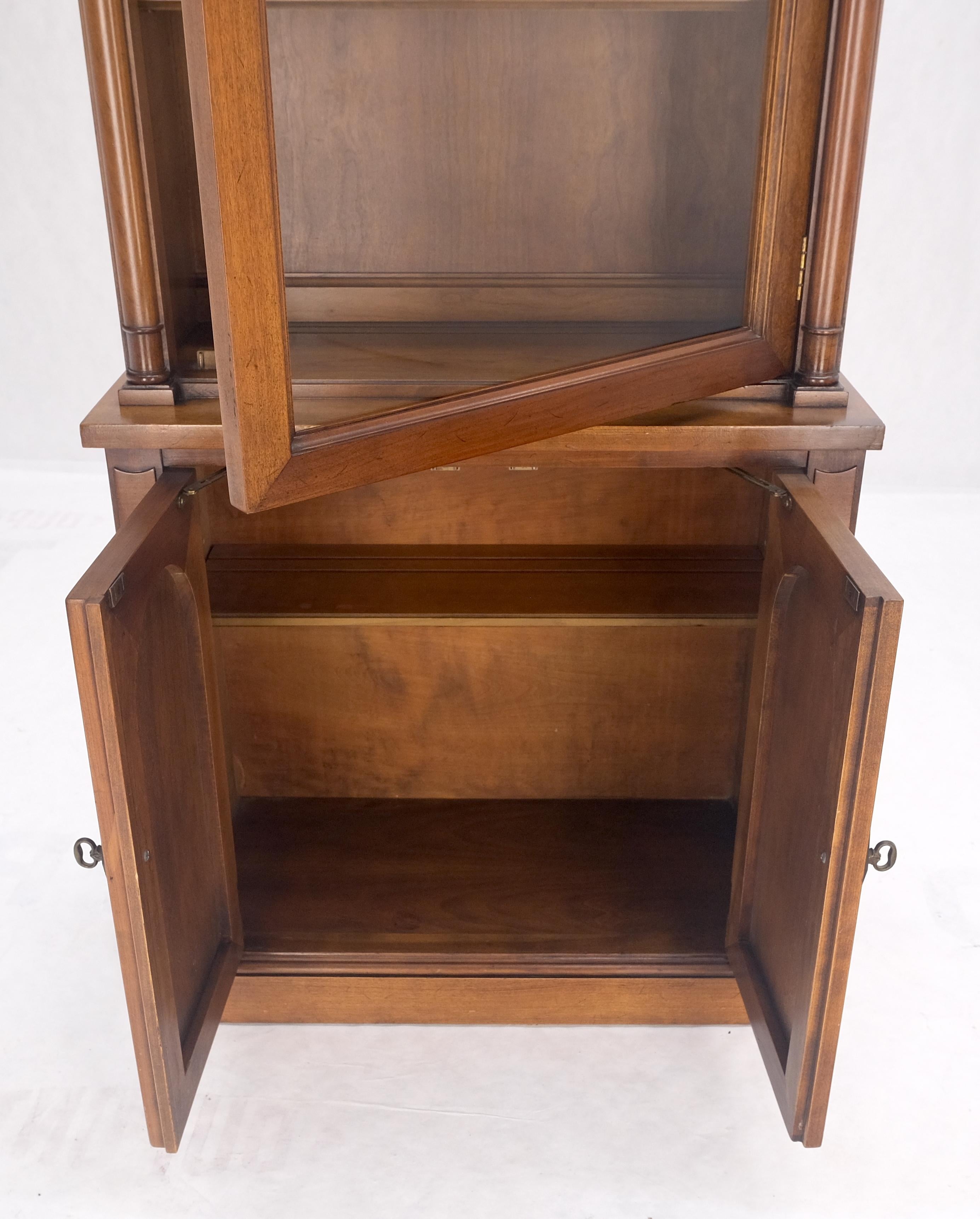 American Single Glass Door Solid Cherry Tall Bookcase Cupboard Bottom Compartment MINT! For Sale