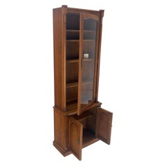 Single Glass Door Solid Cherry Tall Bookcase Cupboard Bottom Compartment MINT!