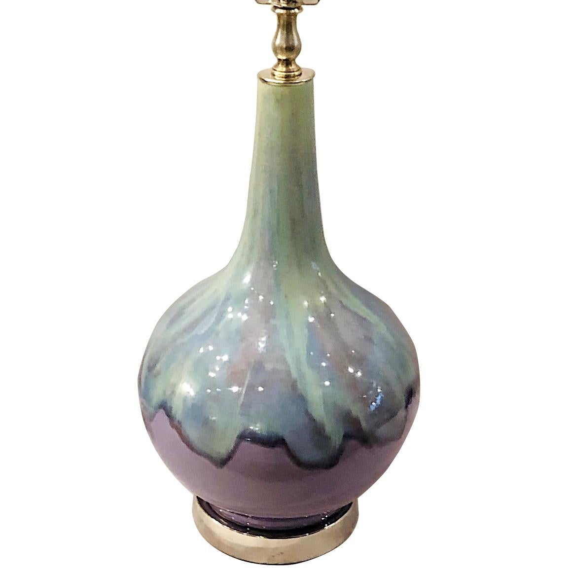 Mid-20th Century Single Glazed Porcelain French Lamp For Sale