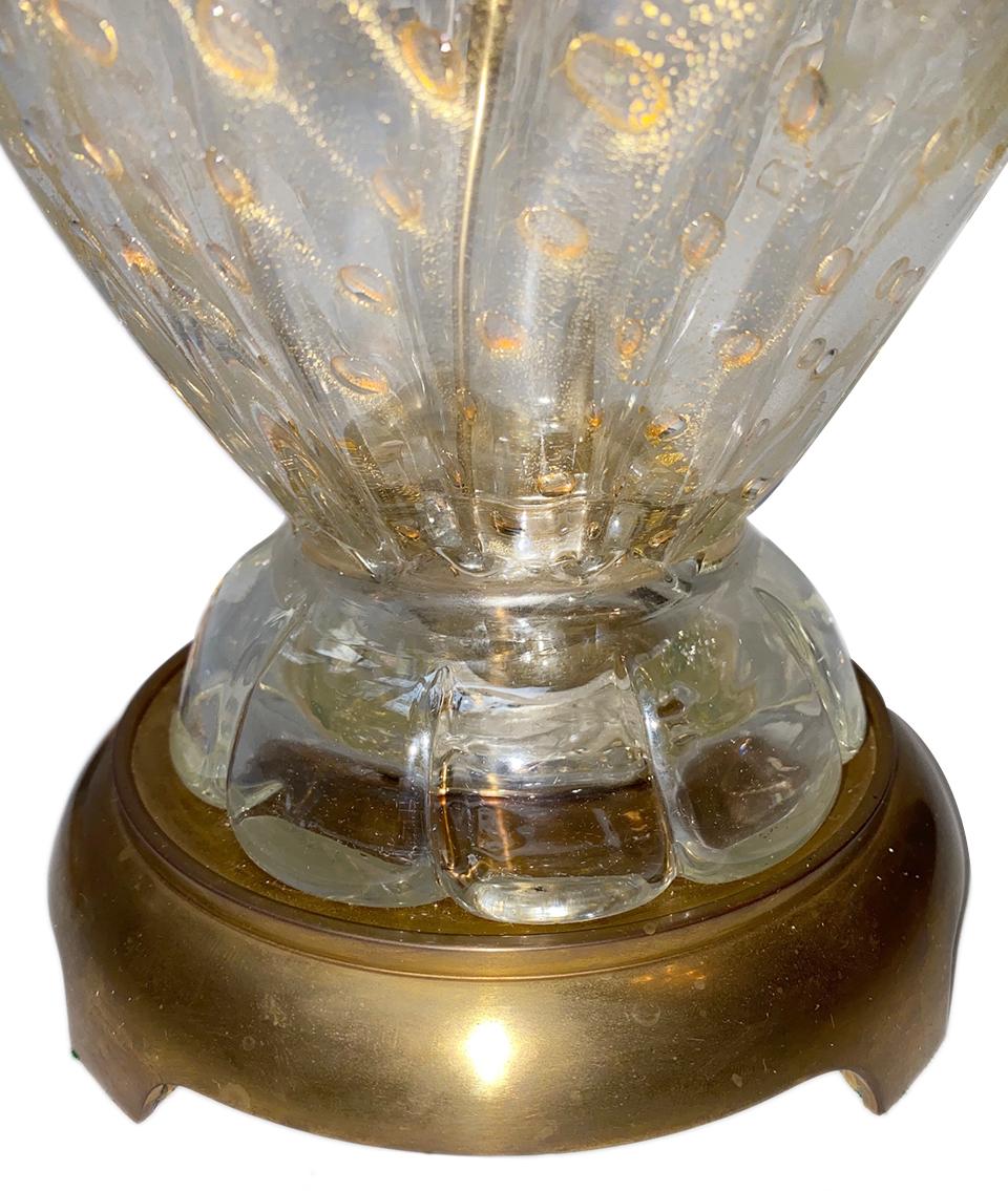 Single Gold Flake Murano Glass Lamp In Good Condition In New York, NY