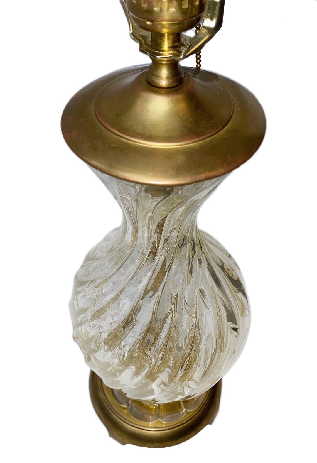 Mid-20th Century Single Gold Flake Murano Glass Lamp