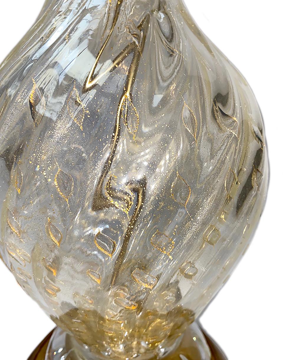 Single Gold Flake Murano Glass Lamp 1