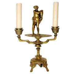 Antique Single Grand Tour Candlestick Lamp