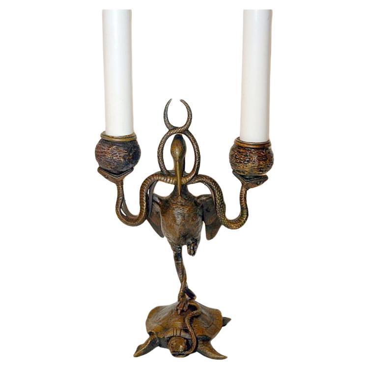 Single Grand Tour Candlestick Lamp For Sale