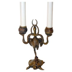 Antique Single Grand Tour Candlestick Lamp