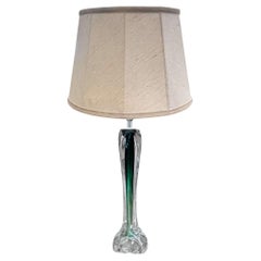 Single Green and Clear Glass 1960s Flygsfors Table Lamp