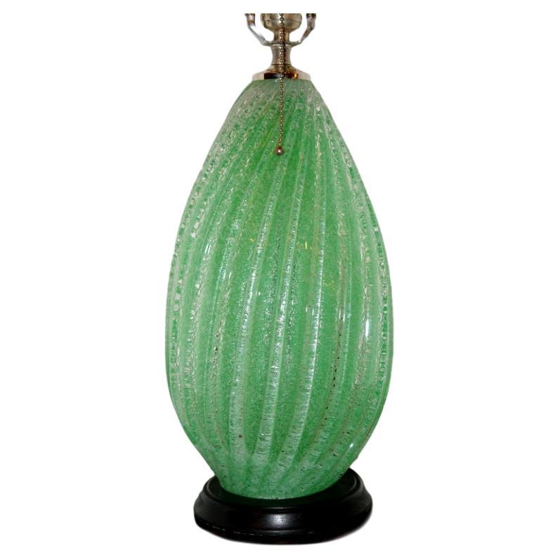 Single Green Blown Glass Table Lamp For Sale