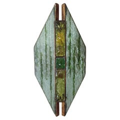 Single Green Stripes Brutalist Sconce by Marino Poccetti
