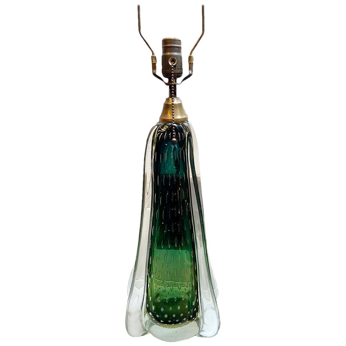 Single Green Murano Glass Table Lamp