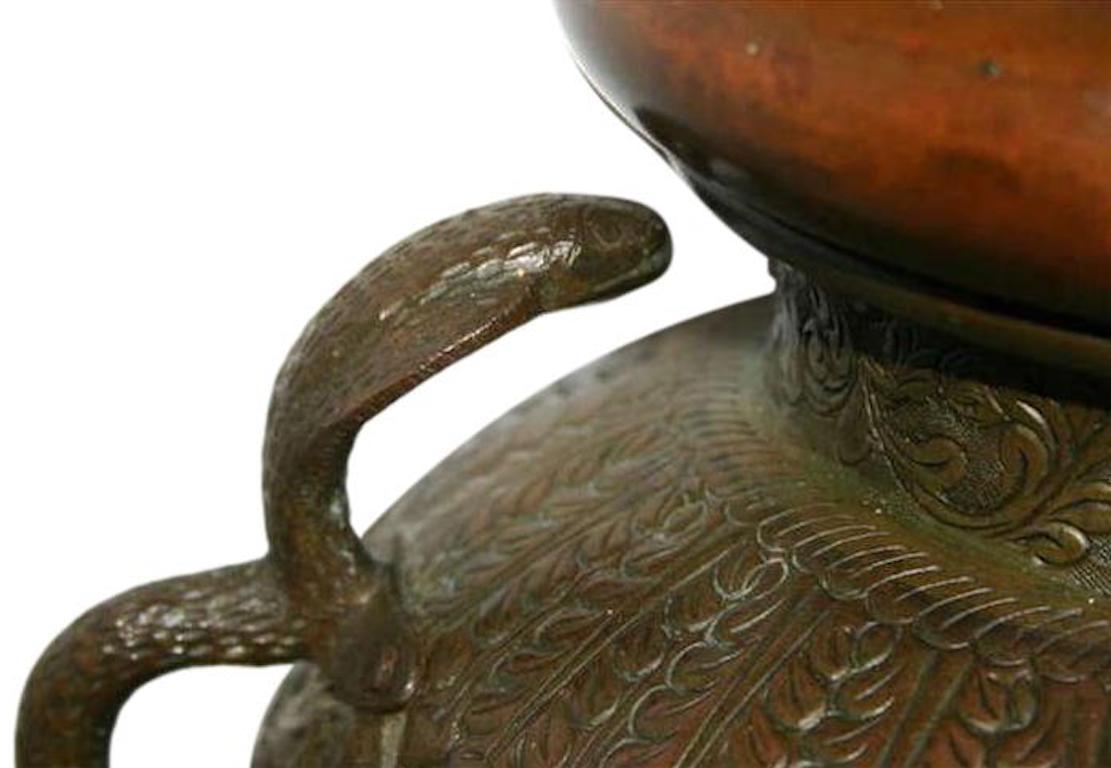 19th Century  Anglo-Indian Hammered Brass Lamp