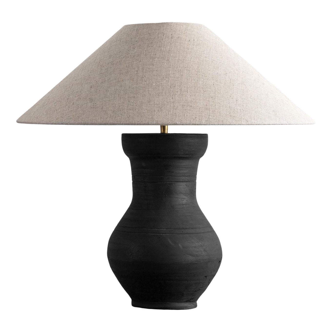 Single HAN Style Lamp with Belgian Linen Shade For Sale