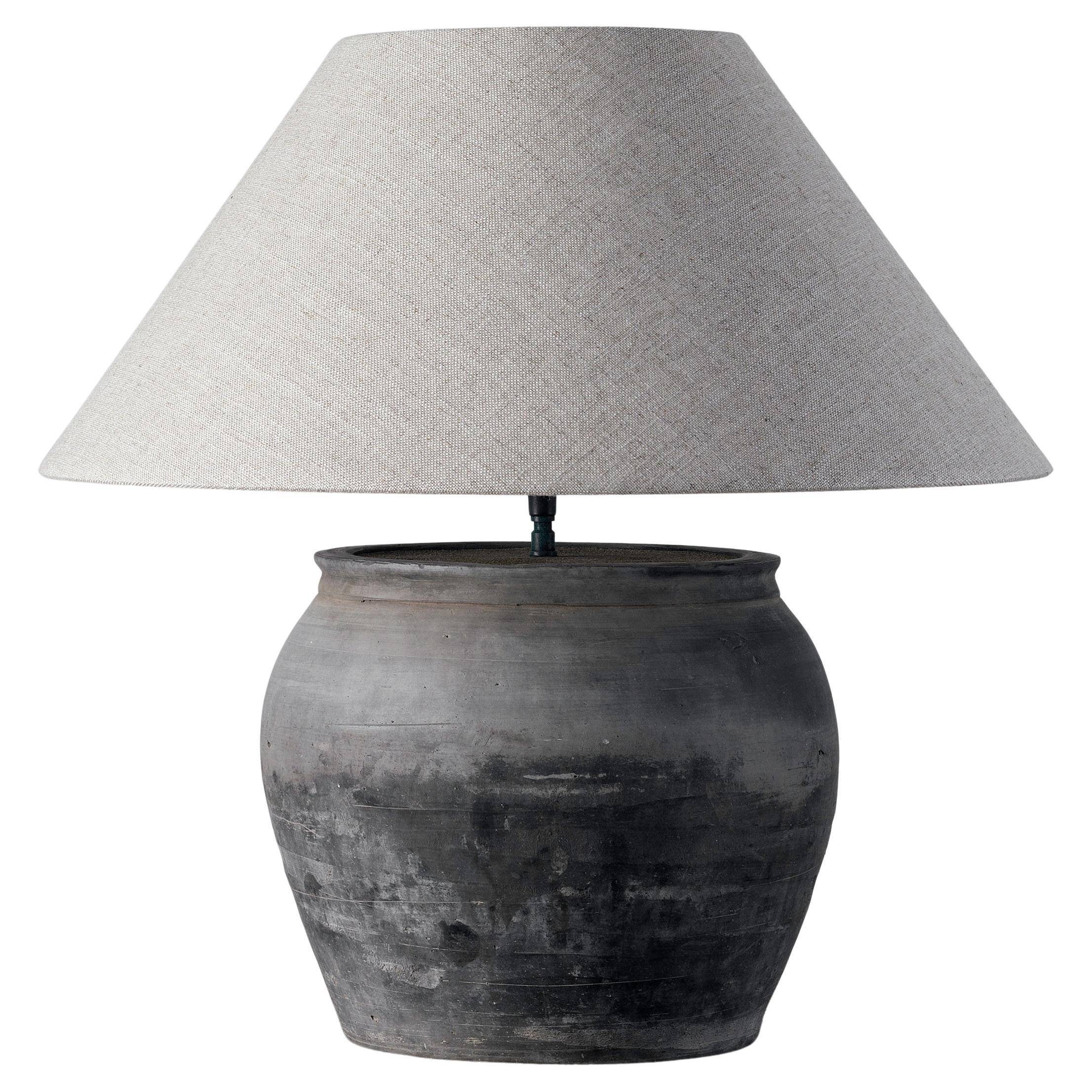 Lampe unique de style HAN avec abat-jour en lin belge