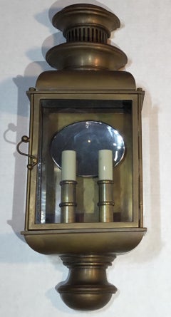 Single Handcrafted Solid Bronze and Brass Wall Lantern