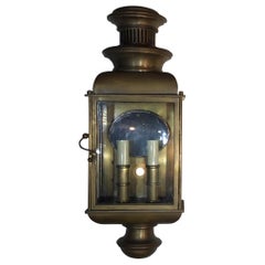 Single Handcrafted Solid Bronze and Brass Wall Lantern