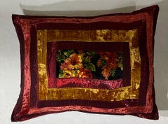 Cuscino singolo in velluto e organza di seta realizzato a mano