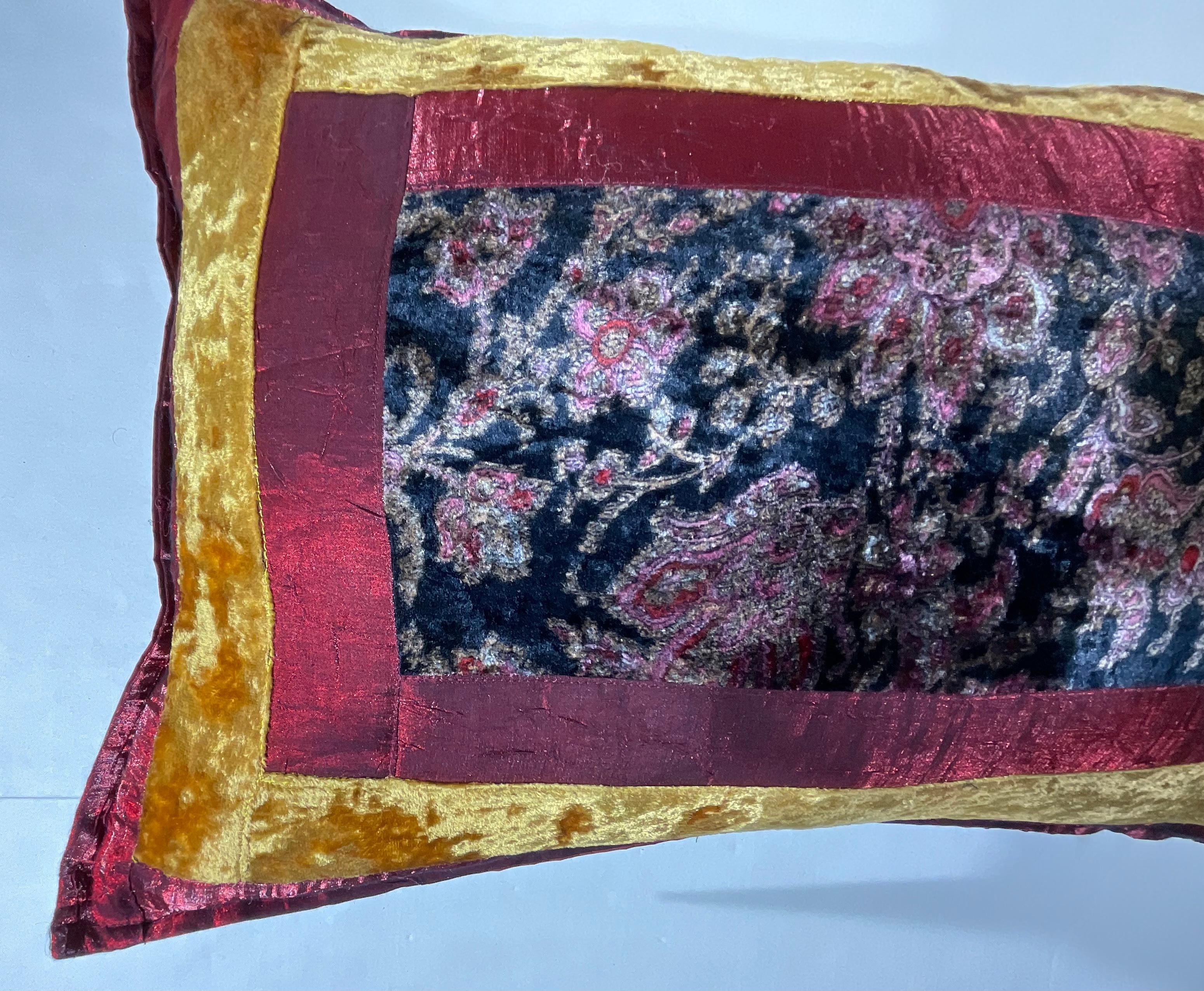 Single Hand Crafted Velvet And Silk Organza Pillow In Good Condition In Delray Beach, FL