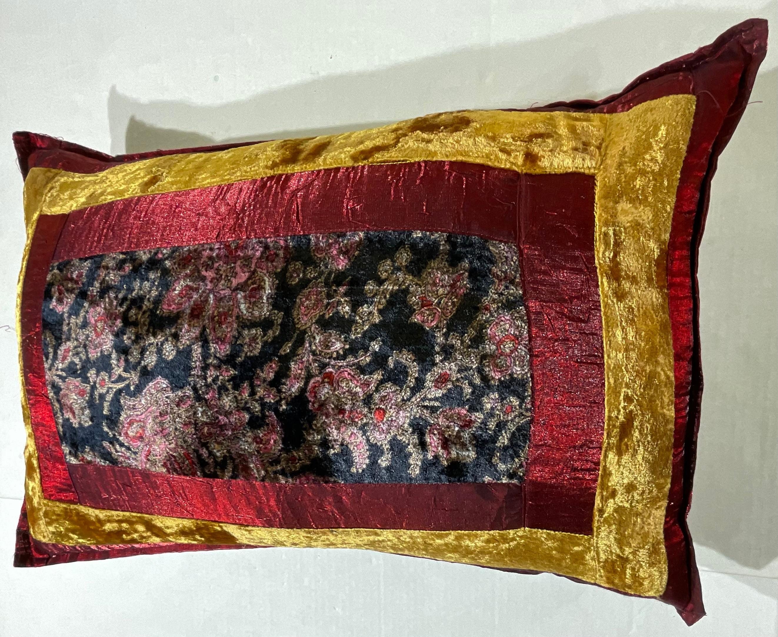 Contemporary Single Hand Crafted Velvet And Silk Organza Pillow