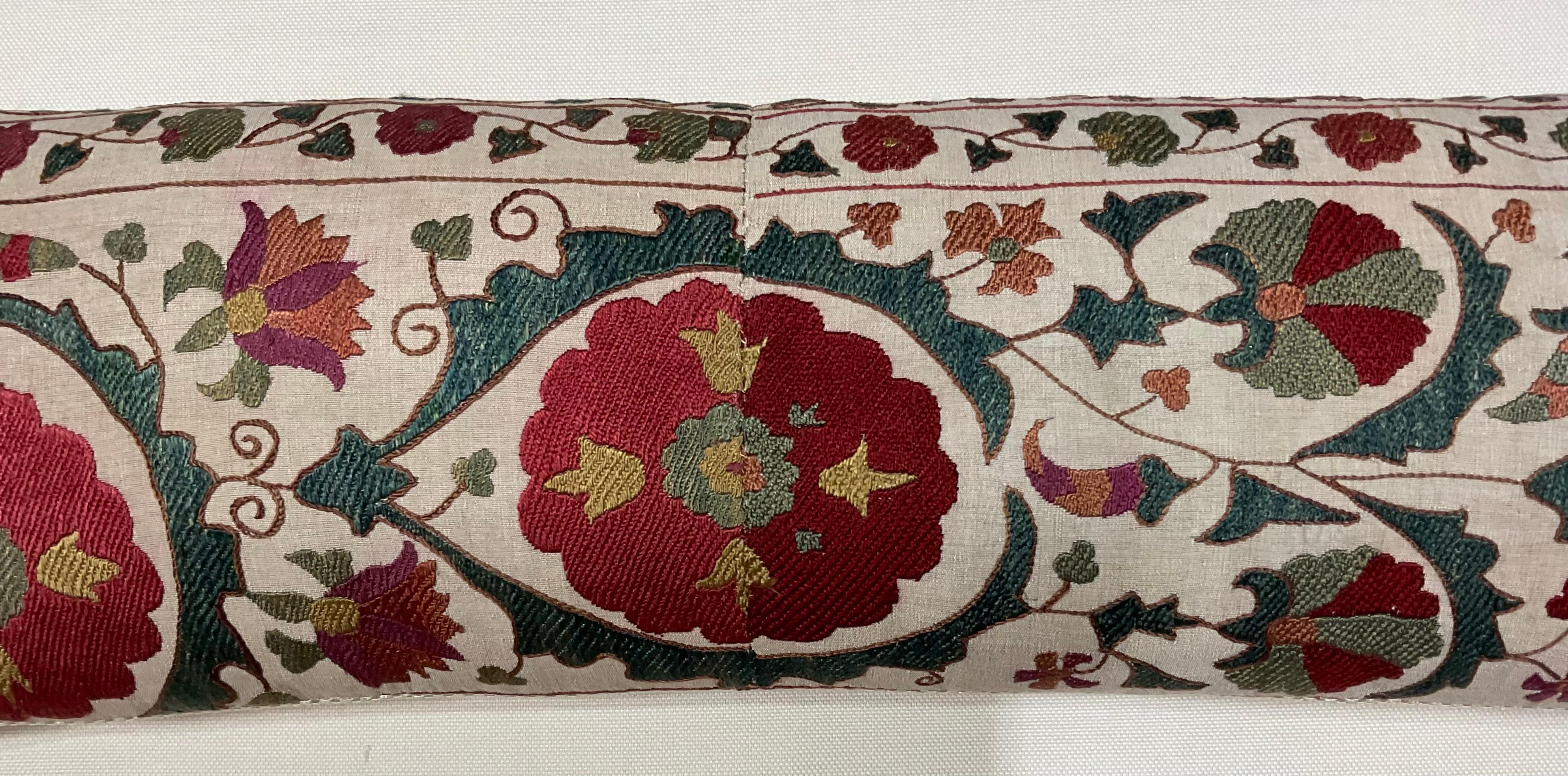 Single Hand Embroidered Suzani Pillow In Good Condition In Delray Beach, FL