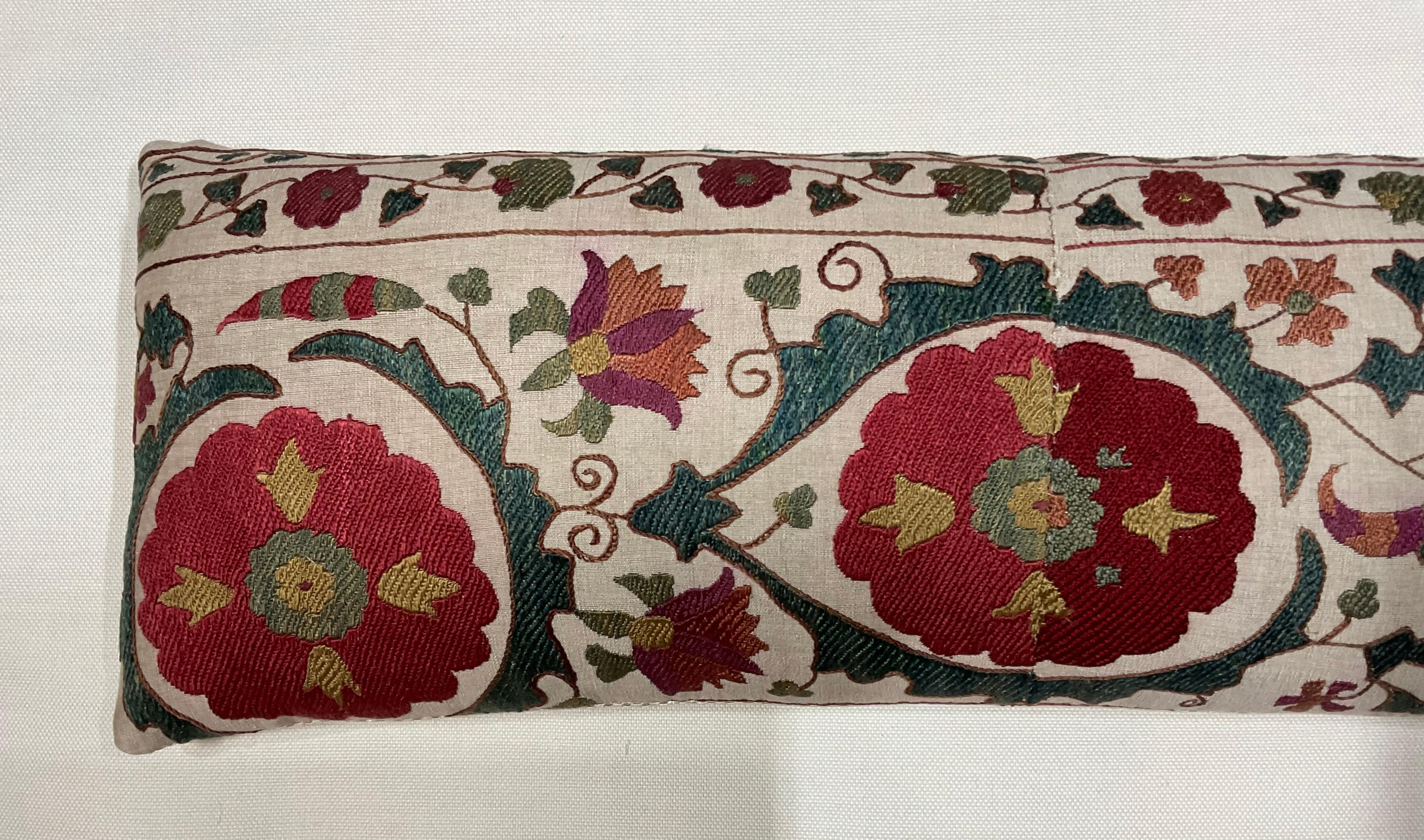 20th Century Single Hand Embroidered Suzani Pillow