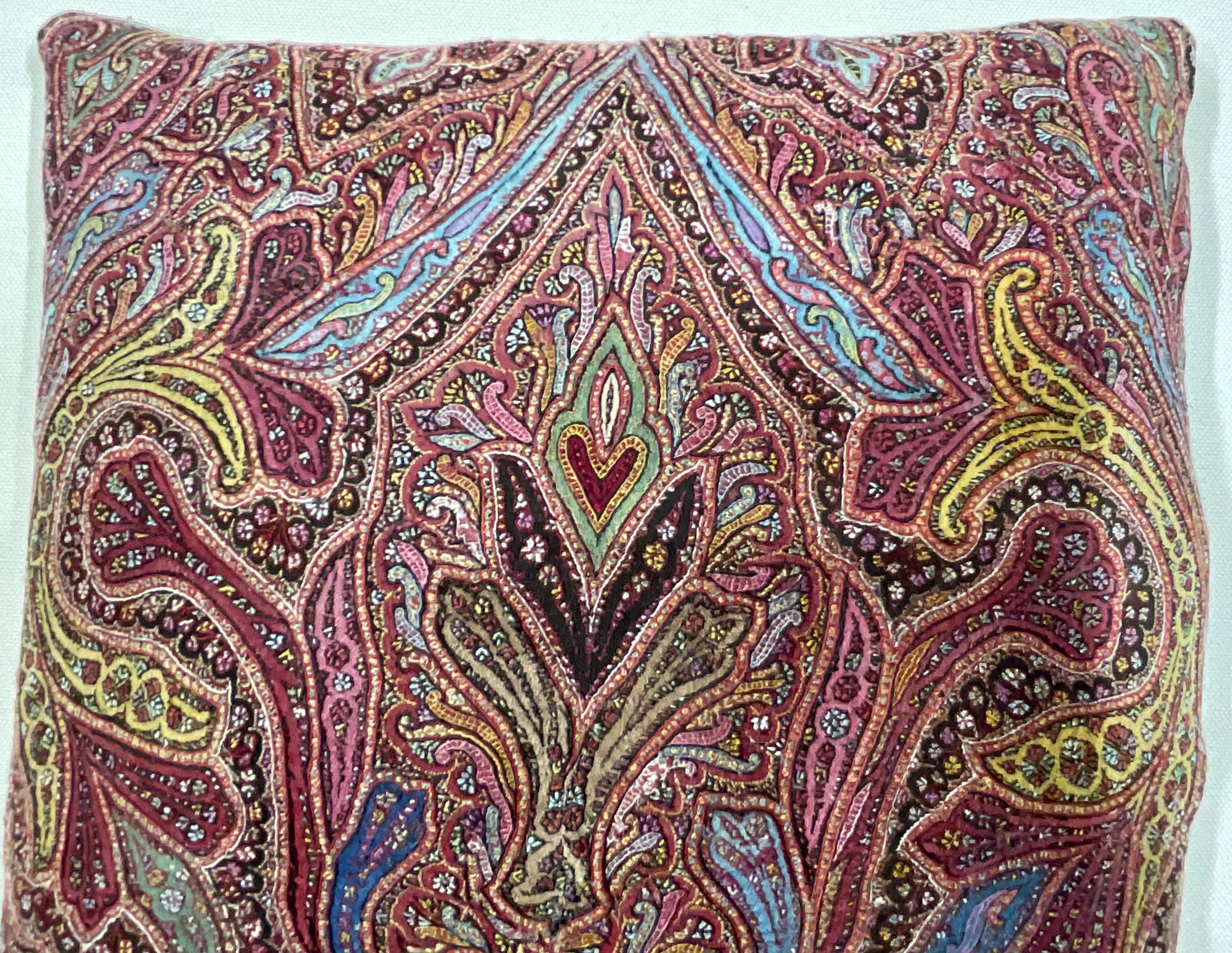 Single Hand Embroidery Persian Suzani Pillow In Good Condition In Delray Beach, FL