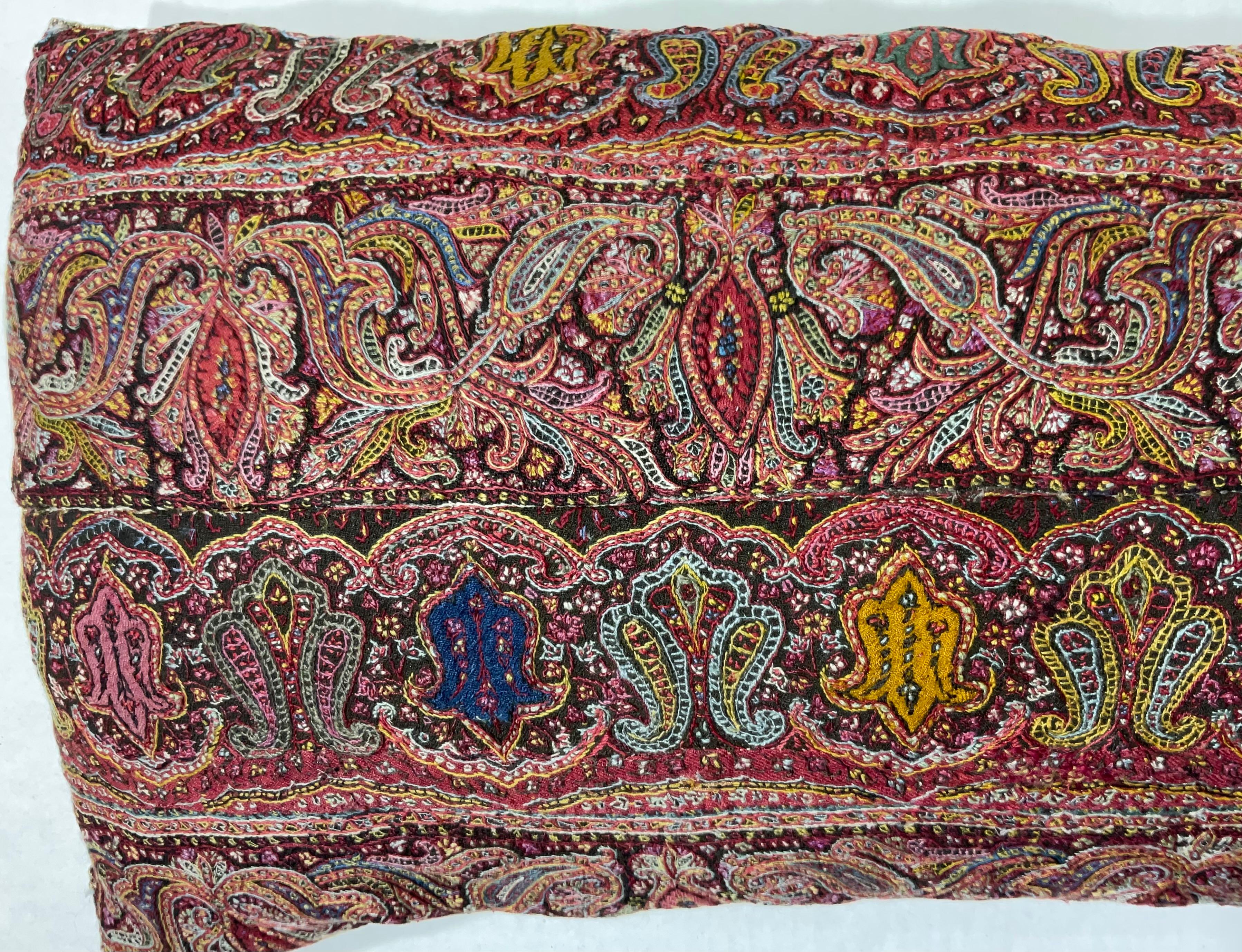 Wool Single Hand Embroidery Persian Suzani Pillow For Sale