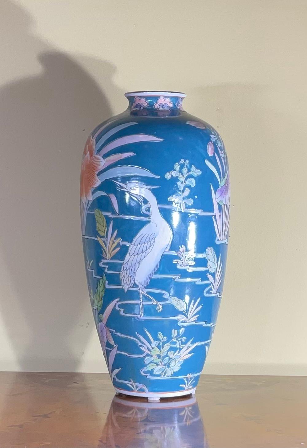 Single Hand Painted Mid Century Chinese Vase For Sale 6