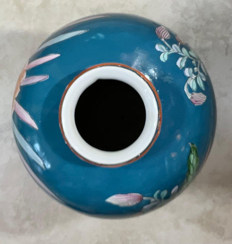 Single Hand Painted Mid Century Chinese Vase For Sale at 1stDibs