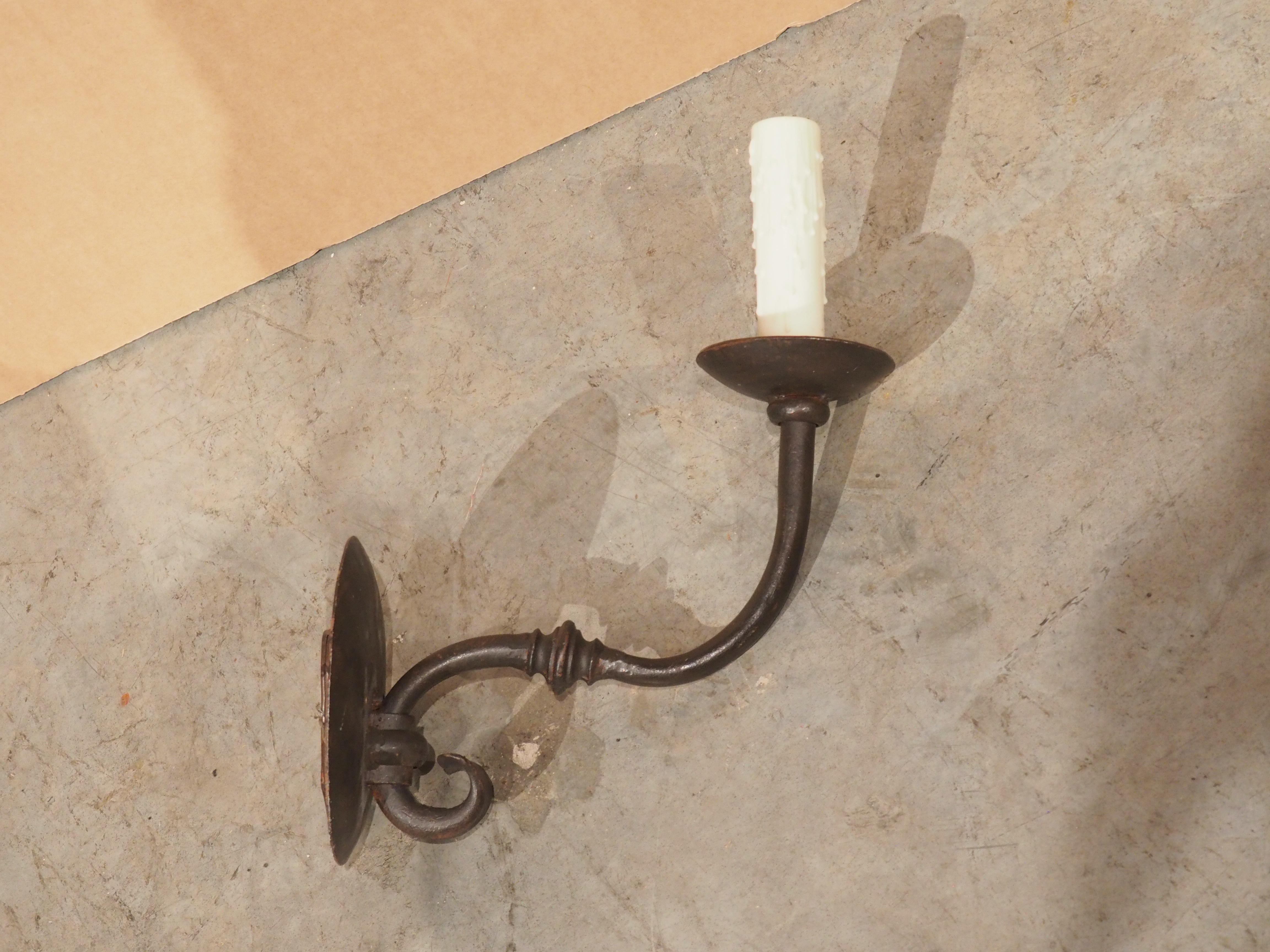 Single Hand Wrought Iron Wall Sconce For Sale 3