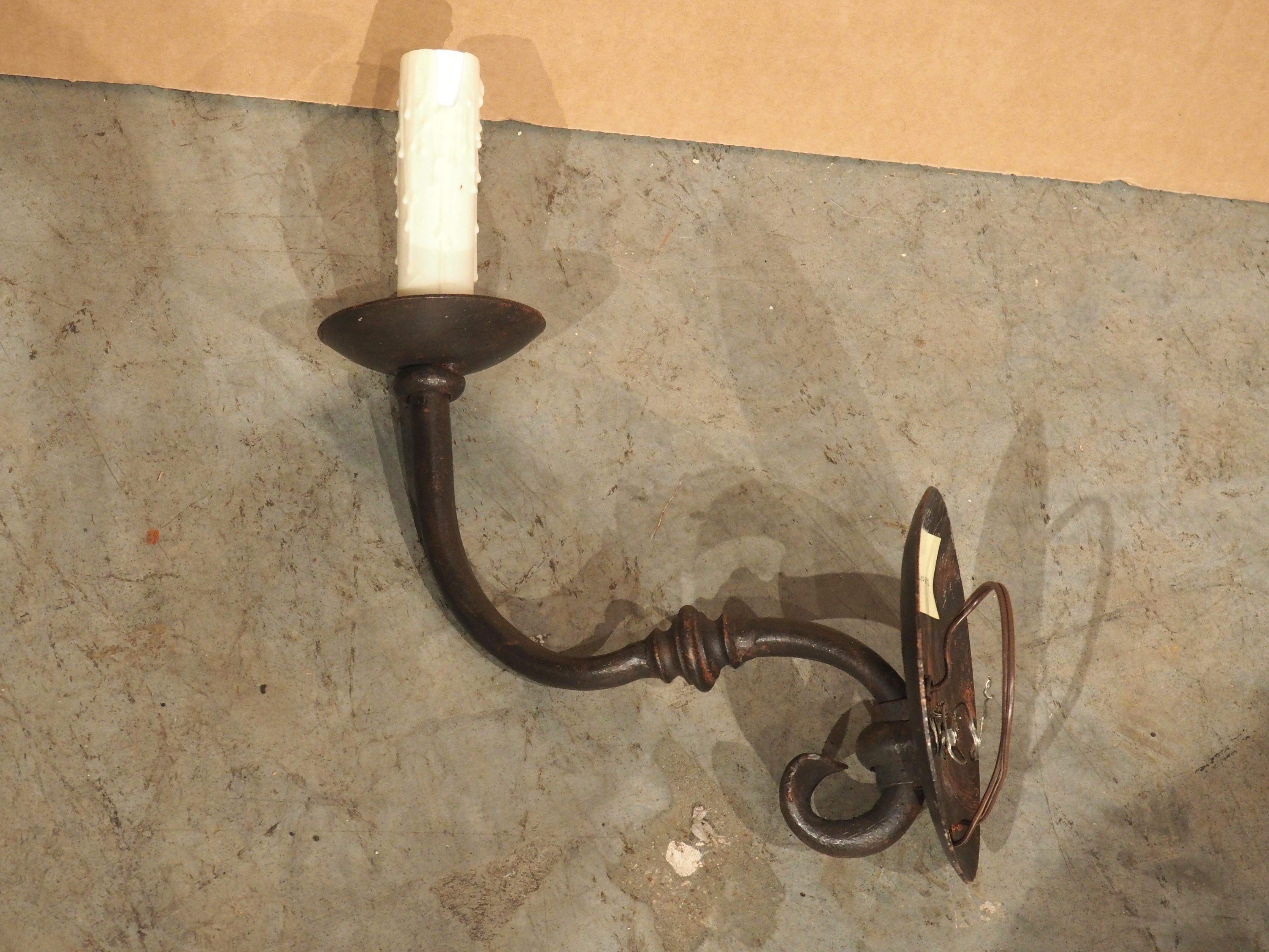 Single Hand Wrought Iron Wall Sconce For Sale 1