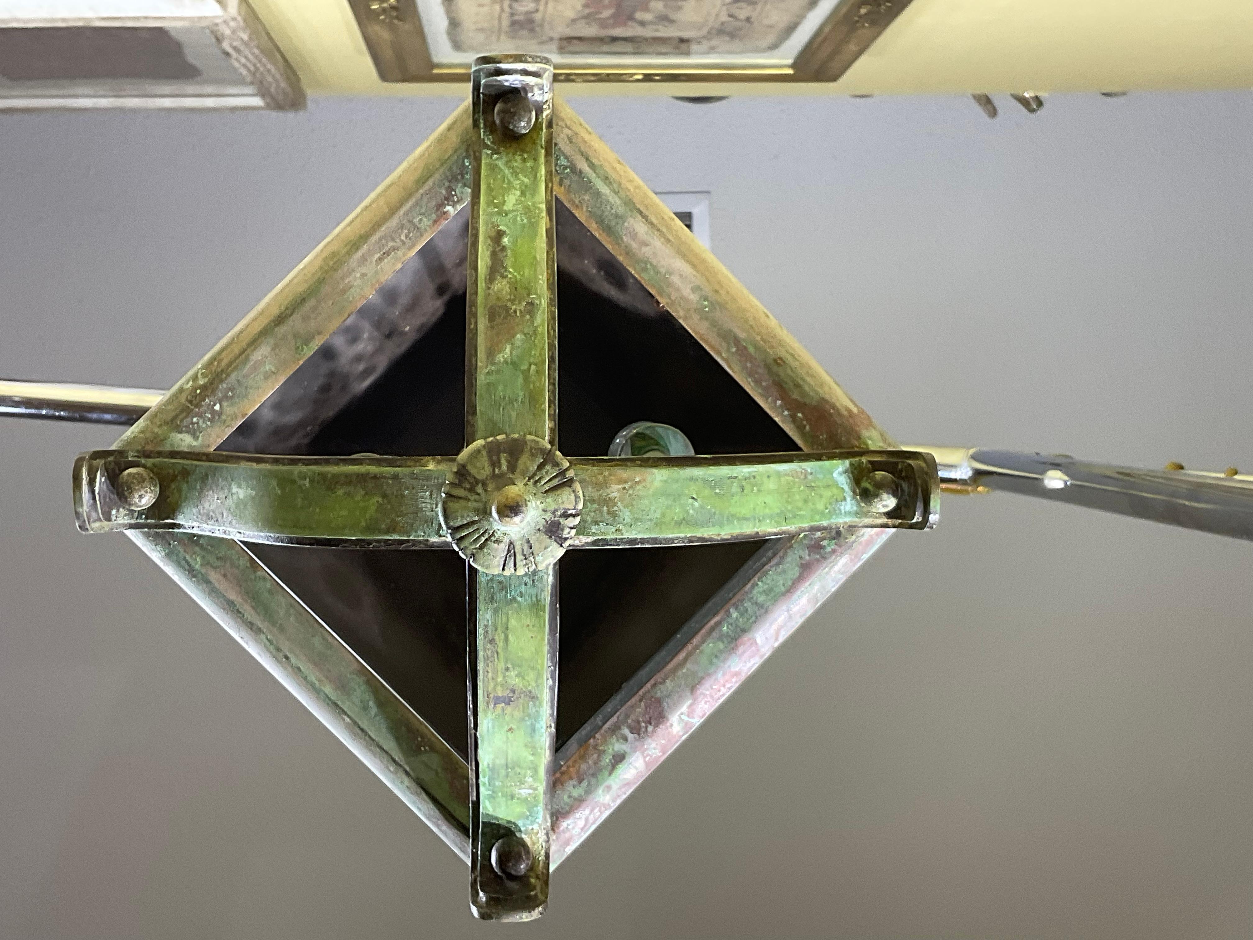 Single Handcrafted Solid Brass Hanging Lantern For Sale 6