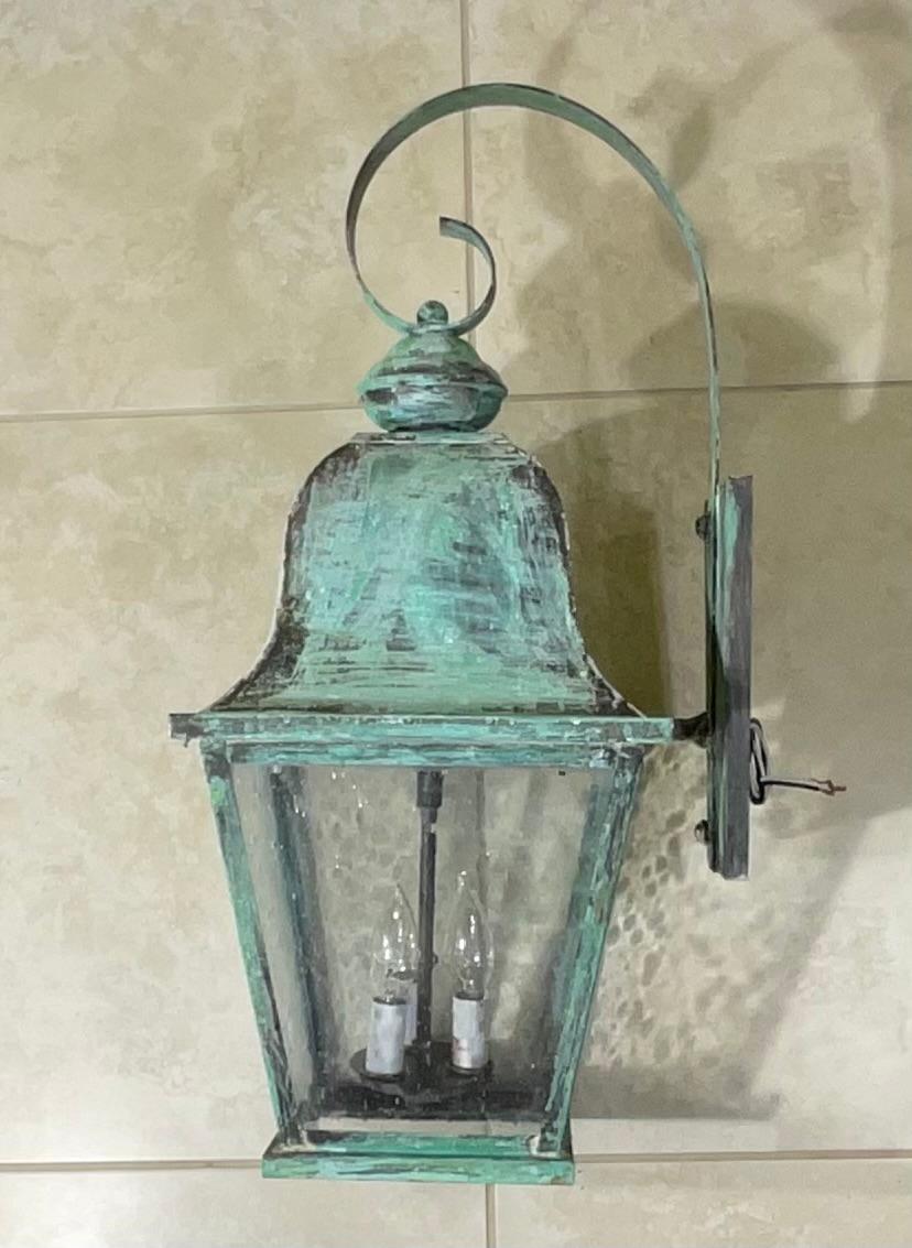 American Single Handcrafted Solid Brass Wall Lantern For Sale