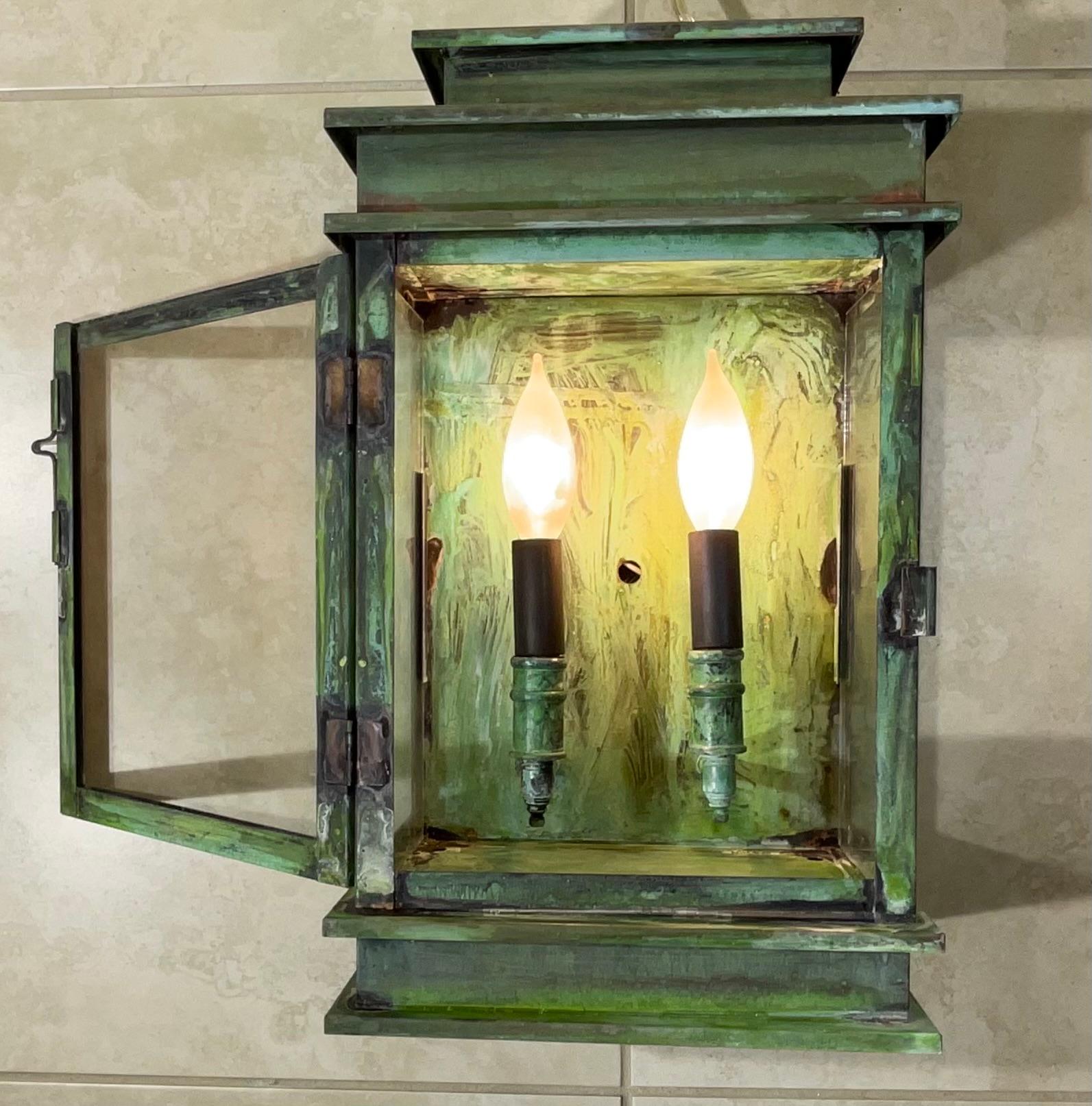 American Single Handcrafted Solid Brass  Wall Lantern For Sale