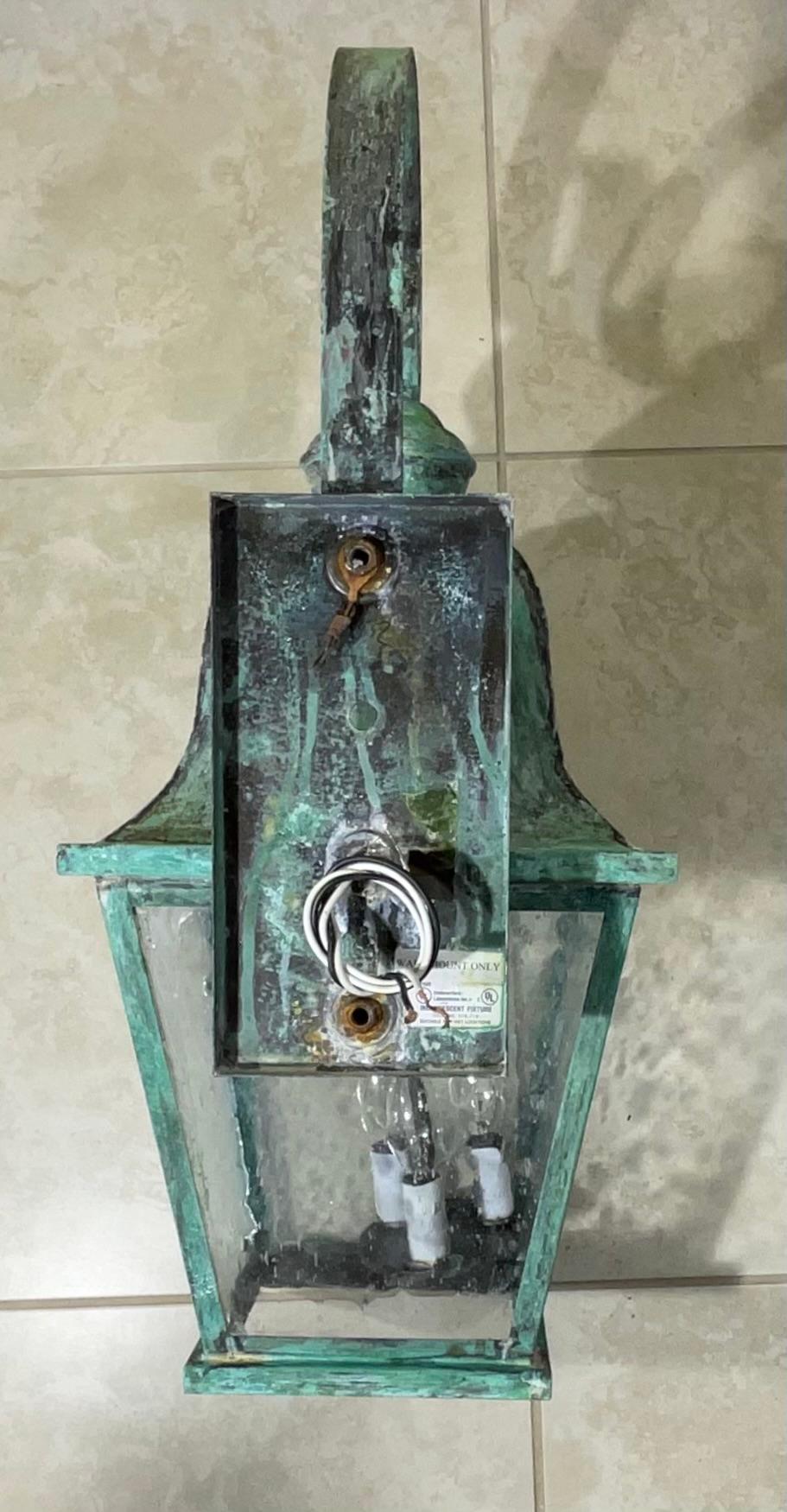 Hand-Crafted Single Handcrafted Solid Brass Wall Lantern For Sale