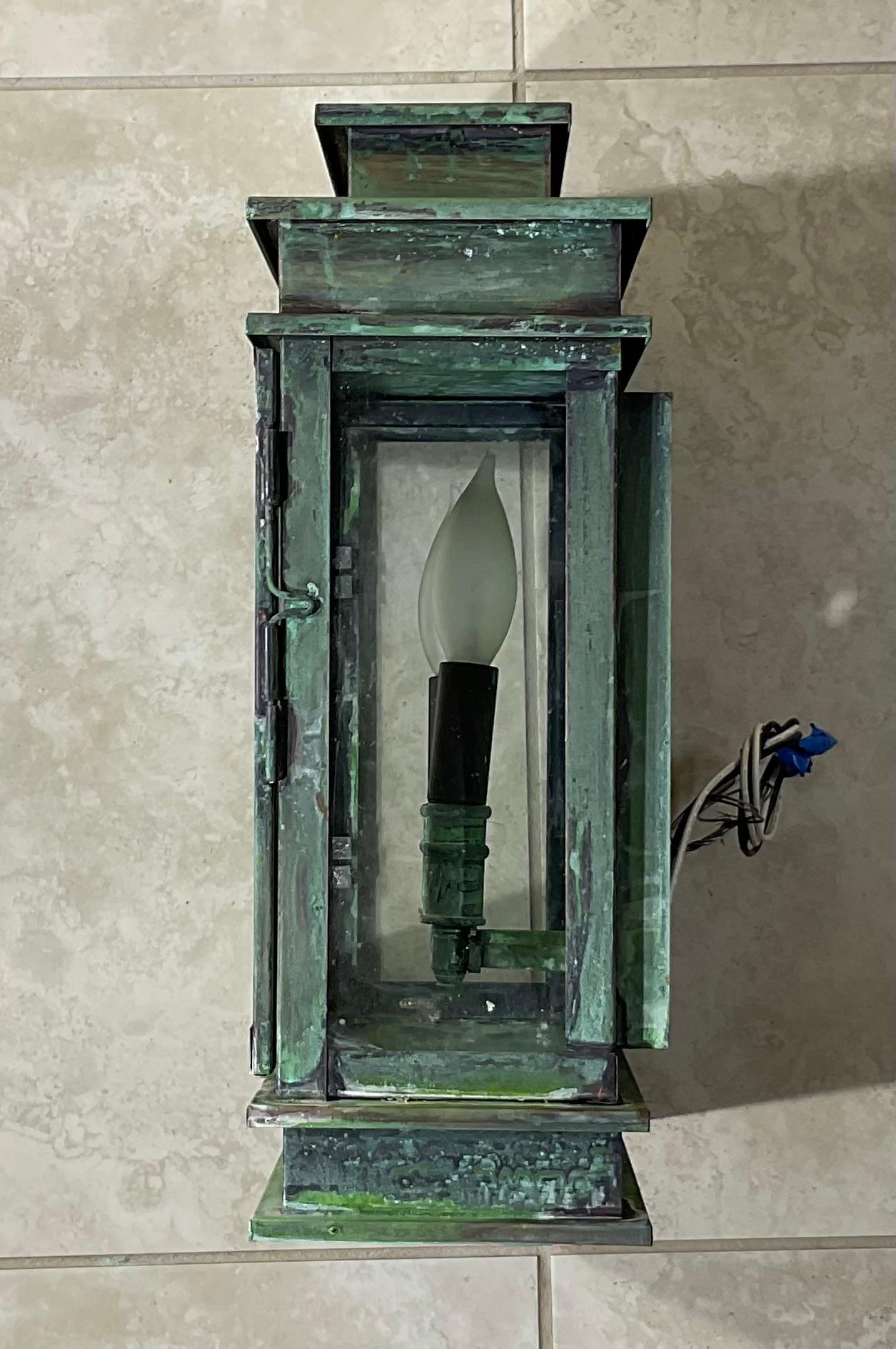 Glass Single Handcrafted Solid Brass  Wall Lantern For Sale