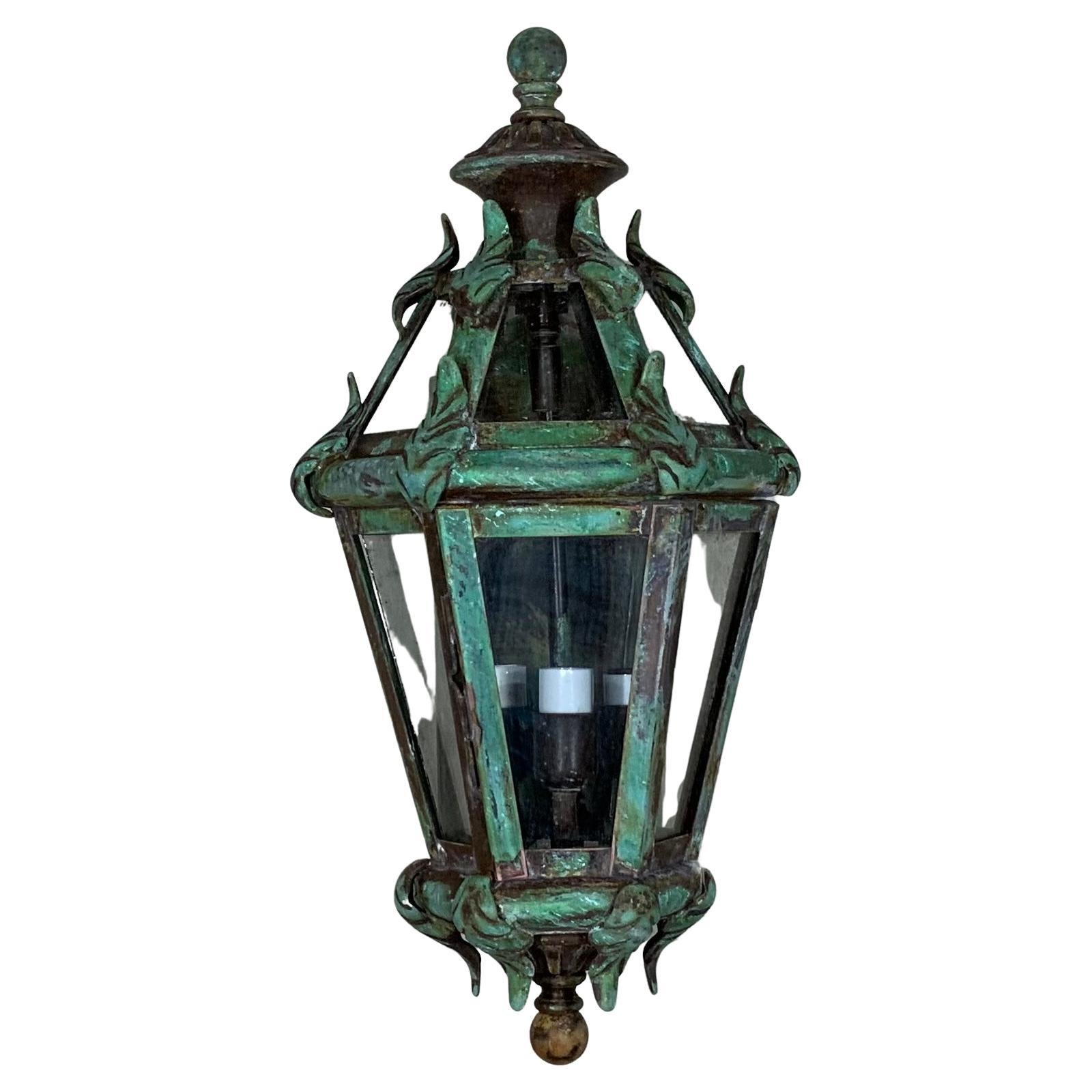 Pair of Wall Hanging Solid Brass Lantern at 1stDibs