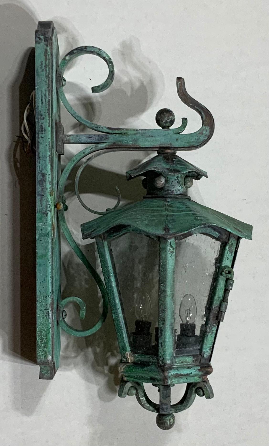 Single Handcrafted Solid Bronze and Brass Wall Lantern 1