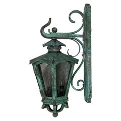 Single Handcrafted Solid Bronze and Brass Wall Lantern