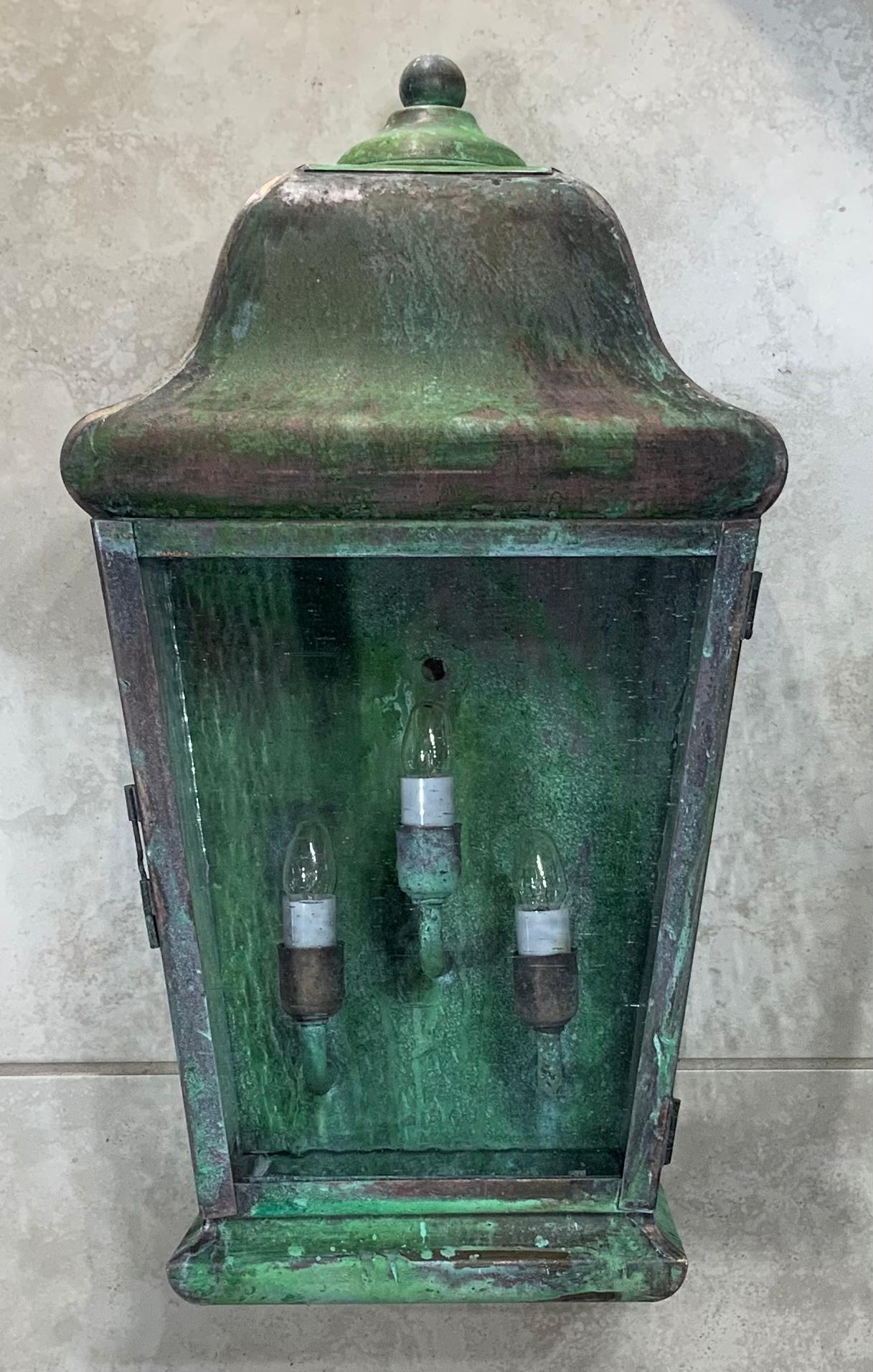 Single Handcrafted Solid Copper Wall Lantern 7