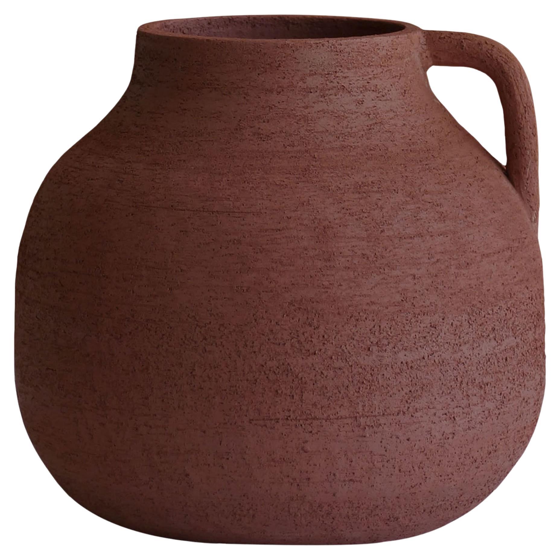 Single-Handed Red Decorative Amphora For Sale