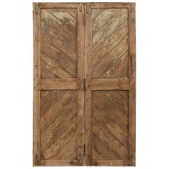 Vintage Single Hinged-Pair of European Wood Doors from the Early 20th Century