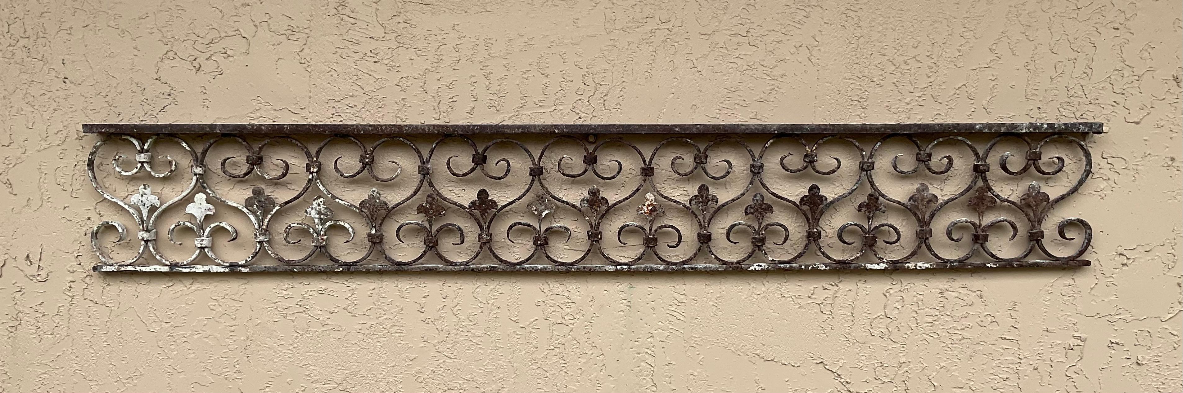 American Single Horizontal Wrought Iron Wall Hanging For Sale
