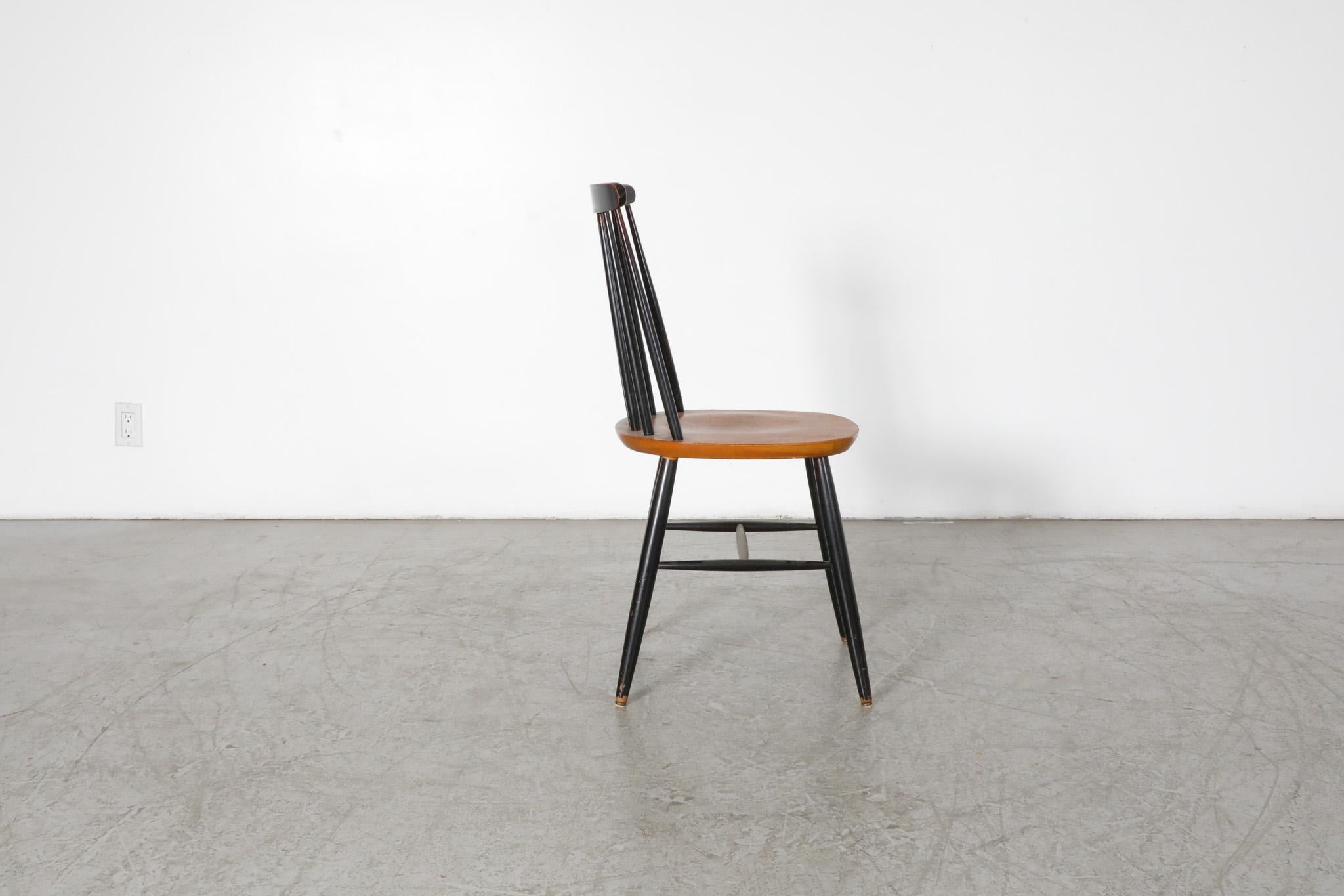 Wood Single Ilmari Tapiovaara Style Spindle Back Chair For Sale