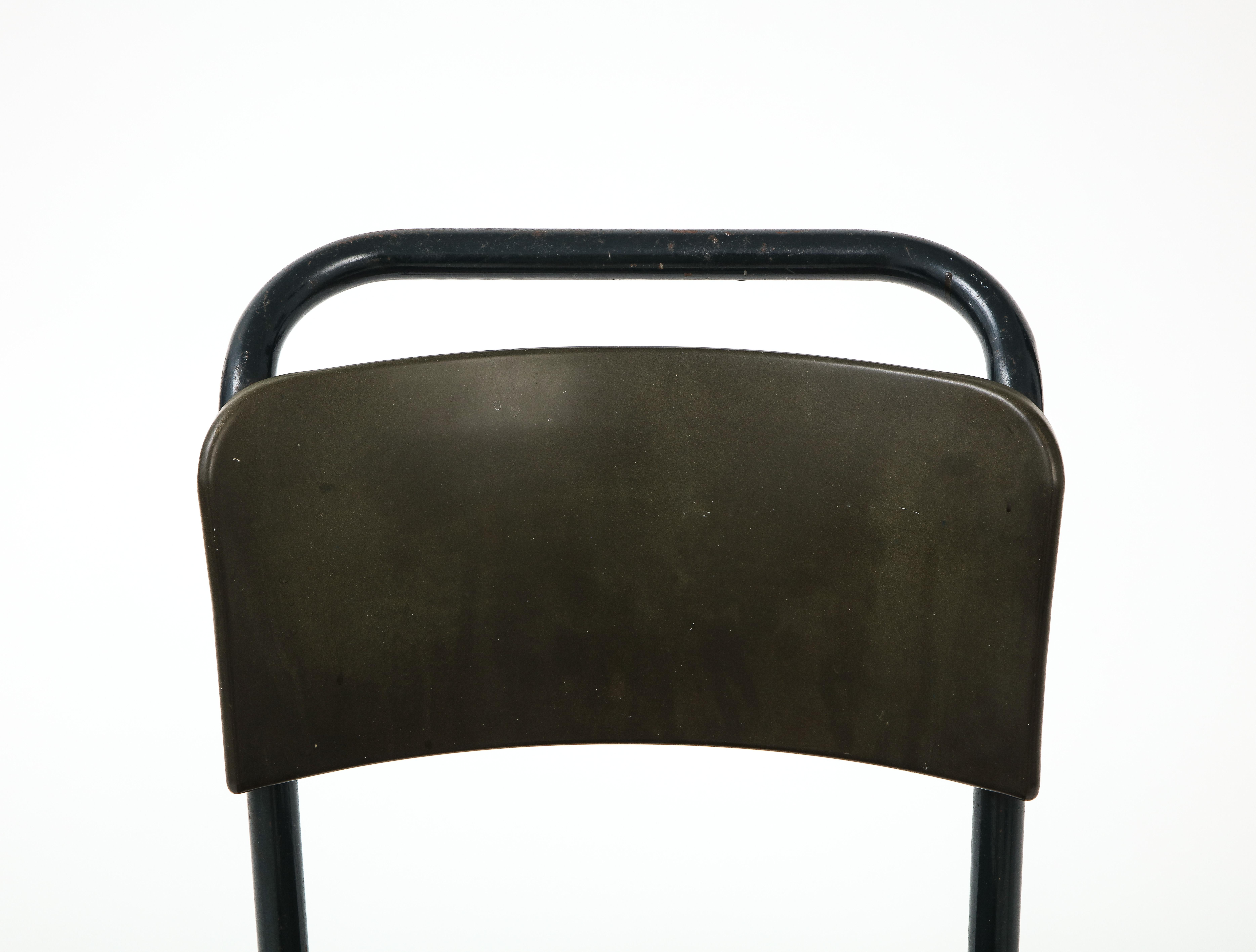 Mid-Century Modern Single Industrial Side Chair in Style of Pierre Guariche, France 1950's For Sale