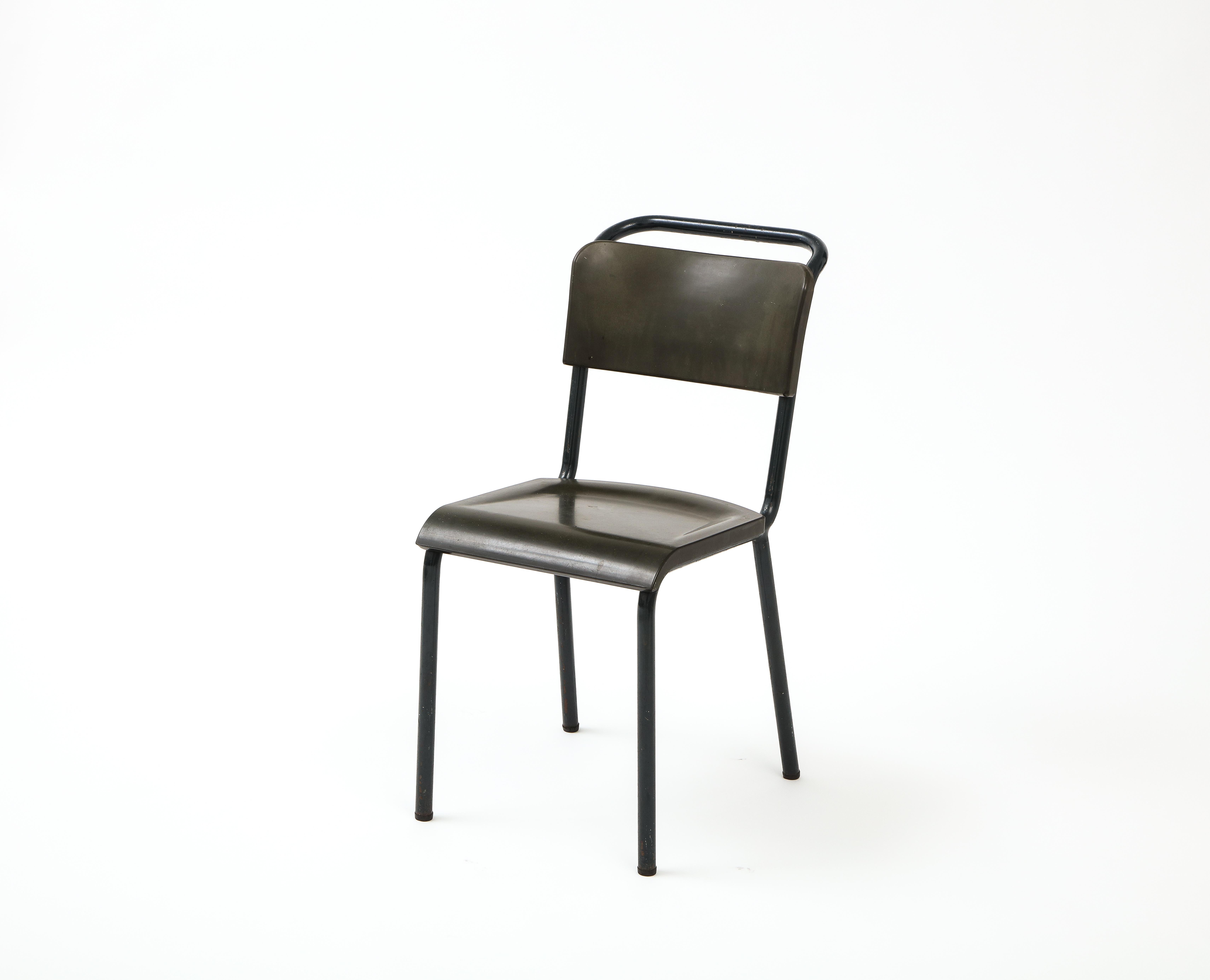 French Single Industrial Side Chair in Style of Pierre Guariche, France 1950's For Sale