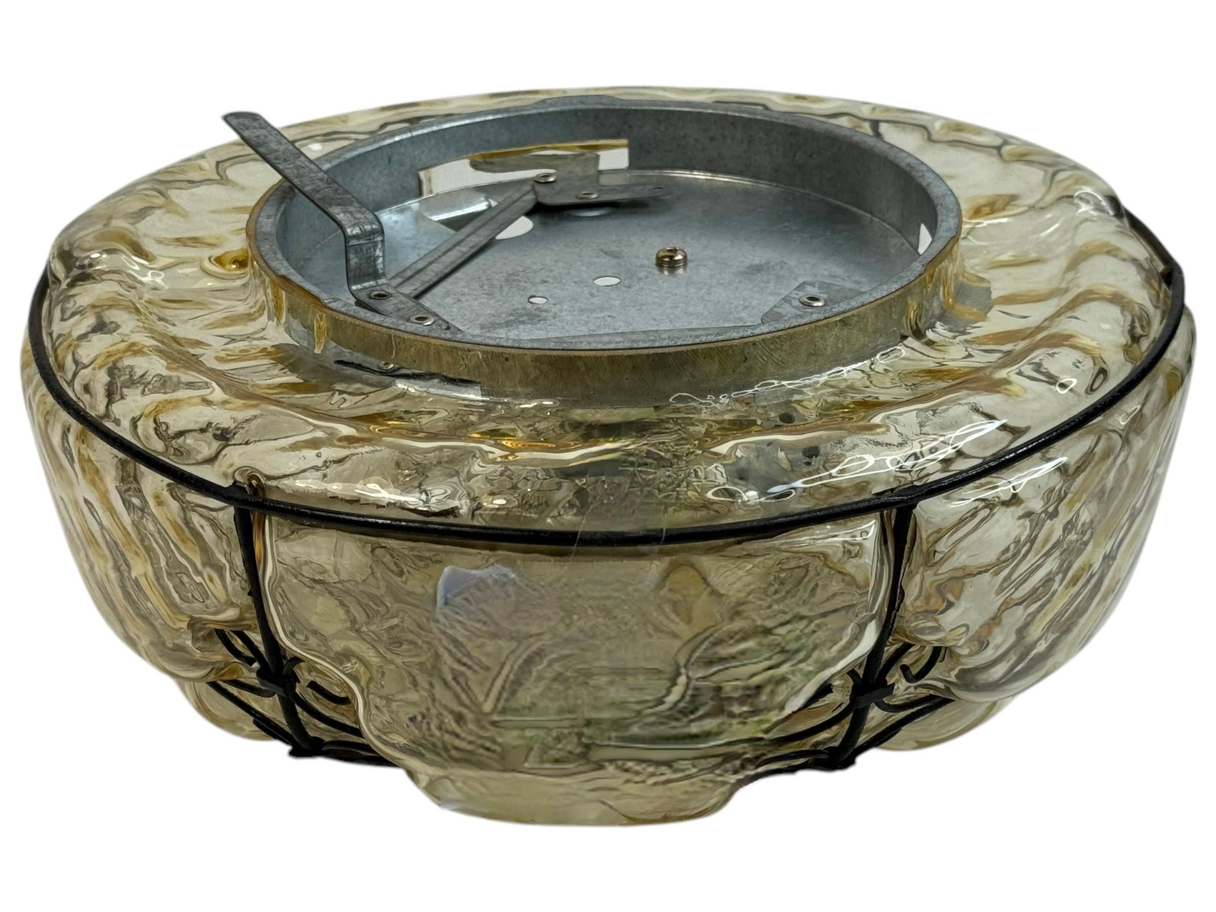 Einzelne Eisen Käfig venezianischen Glas Flush Mount oder Wandleuchter, Italien 1950er Jahre im Angebot 3