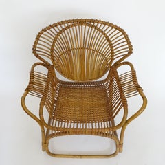 Single Italian 1950s Bamboo Lounge Chair