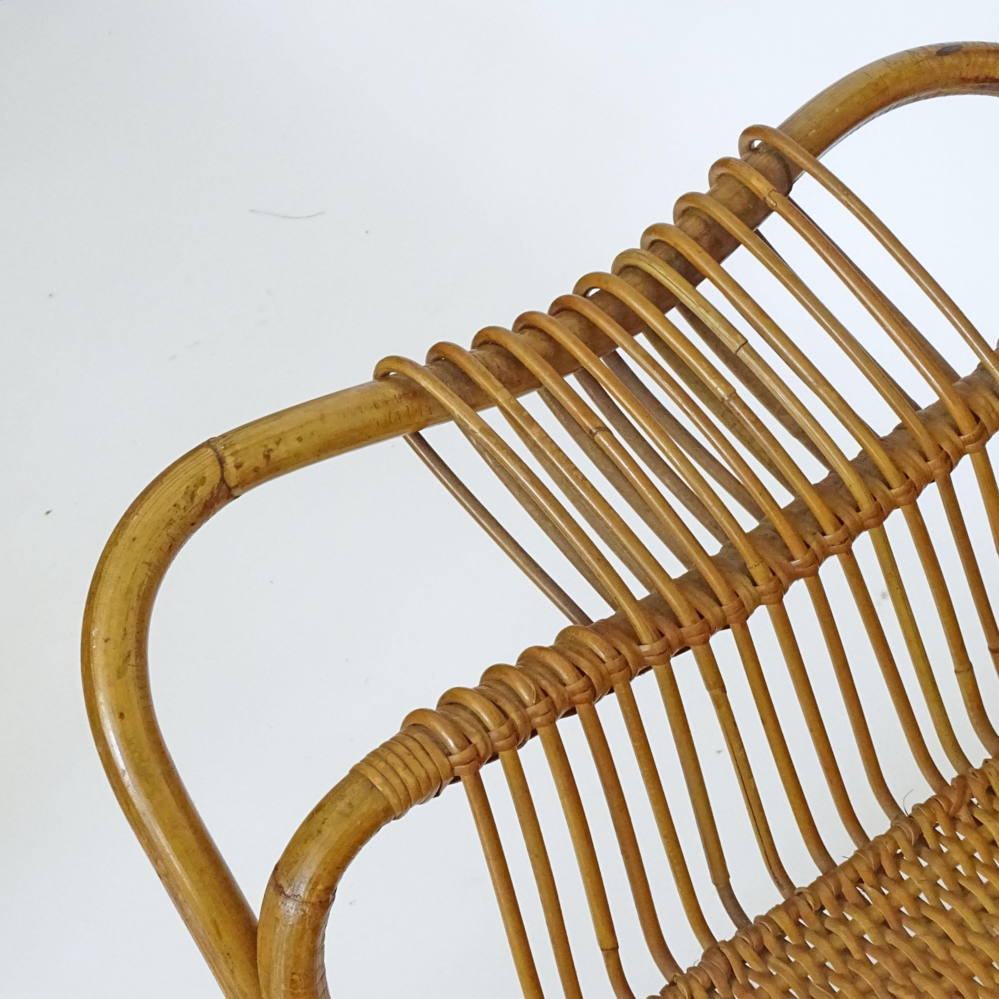 Single Italian 1950s Bamboo Lounge Chair Italiano en venta