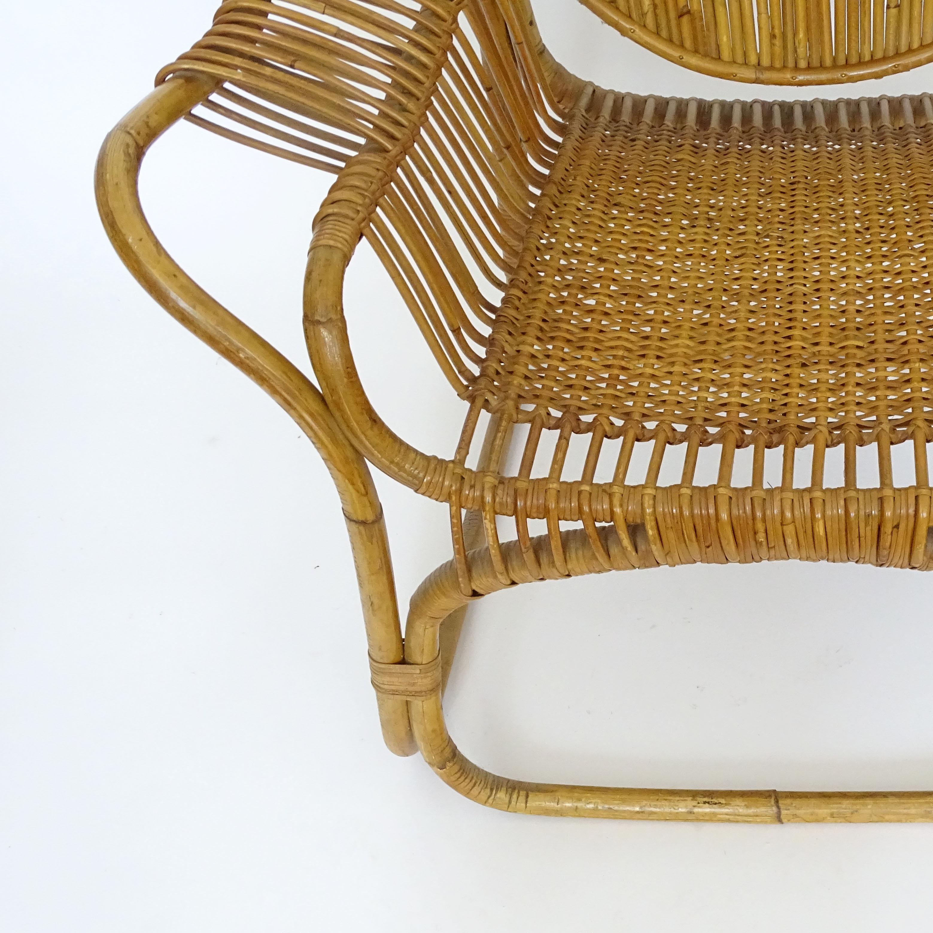 Single Italian 1950s Bamboo Lounge Chair en Excelente estado para la venta en Milan, IT