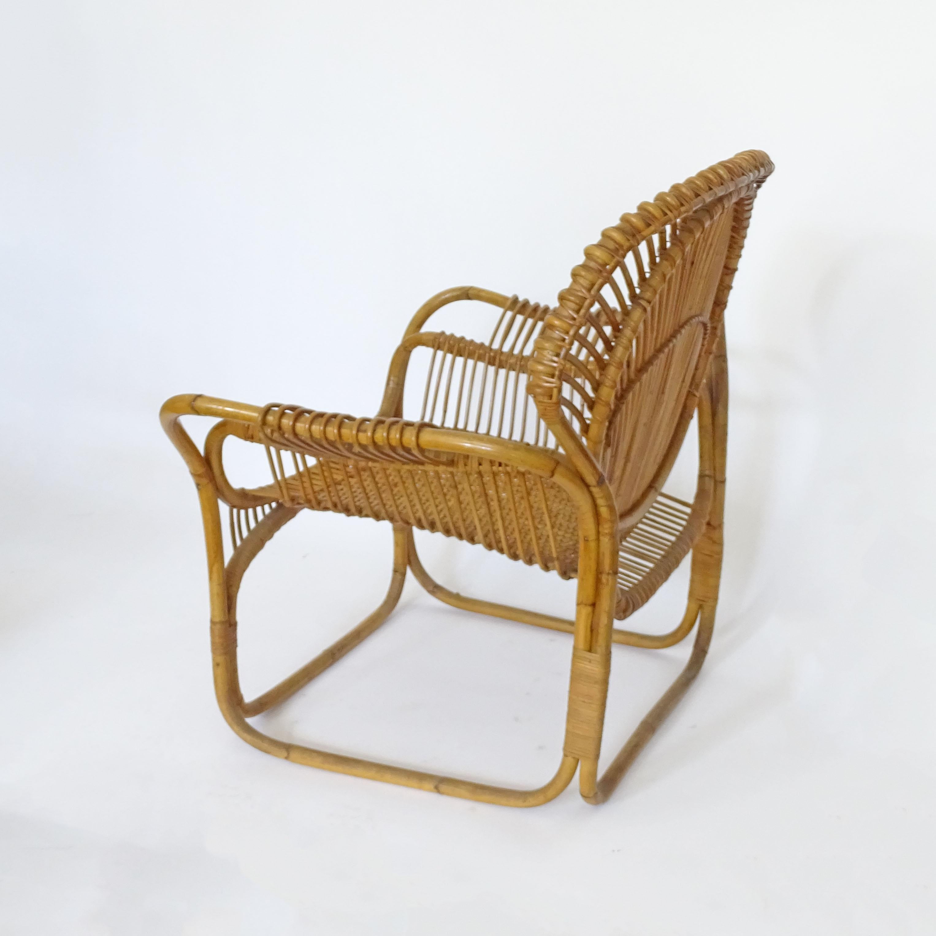 Single Italian 1950s Bamboo Lounge Chair mediados del siglo XX en venta